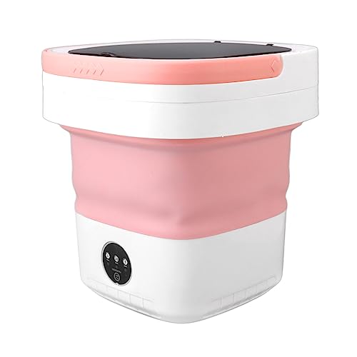 Dpofirs Mini Lavadora Plegable Diseño Plegable de 7,5 L, Mini Lavadora Portátil Funcionamiento Totalmente Automático Función de Secado Suave para Ropa Interior (Rosa)