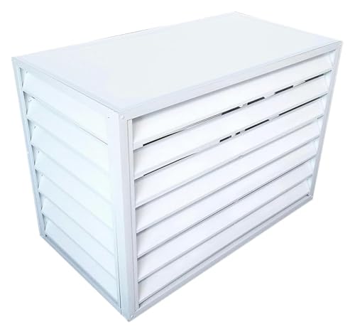 エアコン室外機カバー, ルーバー室外機カバー, エアコン室外機用フェンス、室外機用ブラインド、エアコン室外機に適用(White,100*50*70cm)