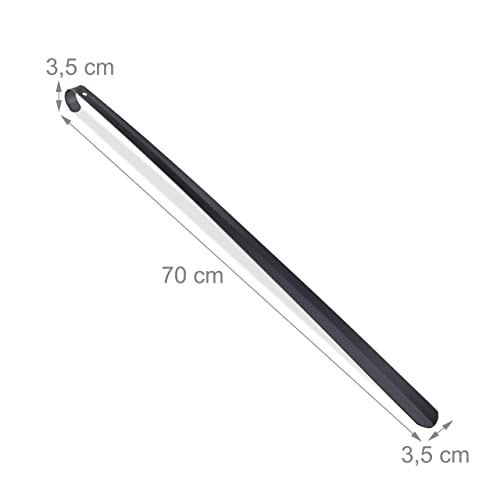 Pack 2 calzadores Relaxdays de metal negro con longitud de 70 cm y agujero colgador resistente 5