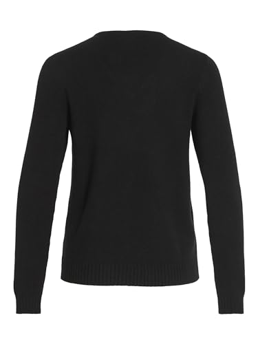 Vila Clothes Damen Pullover VIRIL L/S V - Neck Knit TOP - NOOS 14042769, Einfarbig, Gr. 40 (Herstellergröße: L), Schwarz (Black)