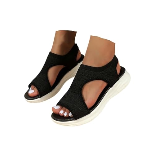 HOOUDO Sandalias Comodas Para Caminar Sandalias Ortopedicas Mujer Verano Ligero Casual Zapatos Deportivas con Punta Abierta Sandalia de Punto para Caminar Senderismo Vacaciones