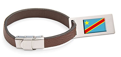 Porte-étiquette Congo-Kinshasa cuir bagage texte gravé acier