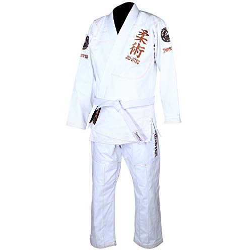 Brazilian Jiu Jitsu Gi/Kimono/Jiujitsu Uniform Jiu Jitsu Gi 450 Gram Premium Quality Fabric Comes With White Belts & Gi Bag (White, A2) #TOP3