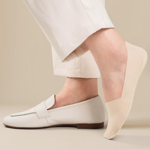 Image of No Show Socks for Women, Non Slip Nylon Thin Footies Invisible Silky Low Liner Socks for Loafers Flats 6 Pairs