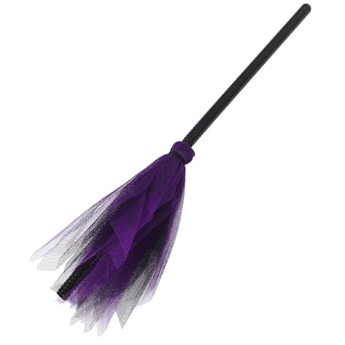 Mikinona Vassoura de bruxa para Halloween leve de plástico com design de malha acessório de cosplay para festa temática decoração duradoura e portátil para disfarces cor