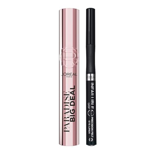 L'Oréal Paris Mascara Eyeliner: Paradise Big Deal Mascara für Volumen & Länge + Infaillible 27h Grip Liner für präzise Lidstriche