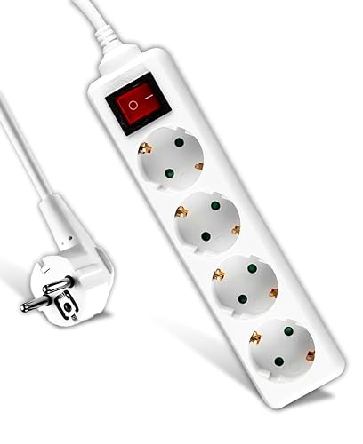 V-TAC Regleta de 4 Enchufes con Interruptor y Cable de 1,5 Metros - Enchufe Múltiple 4 Tomas de Corriente 16A Shuko para el Hogar, Oficina, Tienda, Garaje - 250V Compacta y Práctica