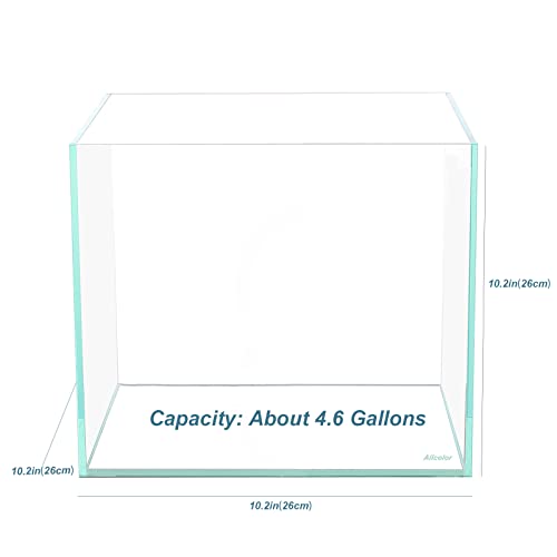 Image of Allcolor Artisan Grade Ultra Clear Rimless Aquarium Tank (4.6Gal) | Low Iron Glass Fish Tank for Professional Aquascaping and Planted Layouts, 6-60 Gallons (4.6GaI - Top Glass Canopy)