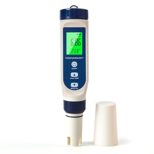 Pious PH Messgerät Wasser, Ph/Salzgehalt/ec/tds/Temperatur-Multifunktions-Ph-Messgerät, Automatischer Temperatur Kompensations Ph Wert Messgerät, Geeignet Für Trinkwasser, Schwimmbad, Hydroponik, SPA Pious PH Messgerät Wasser, Ph/Salzgehalt/ec/tds/Temperatur-Multifunktions-Ph-Messgerät, Automatischer Temperatur Kompensations Ph Wert Messgerät, Geeignet Für Trinkwasser, Schwimmbad, Hydroponik, SPA