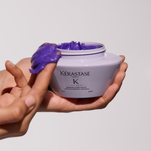 7. Bild von Kérastase Haarmaske für trockenes und blondiertes Haar, Gegen Gelbstich, Mit Hyaluron und Neutralisatoren, Masque Ultra-Violet, Blond Absolu, 200 ml