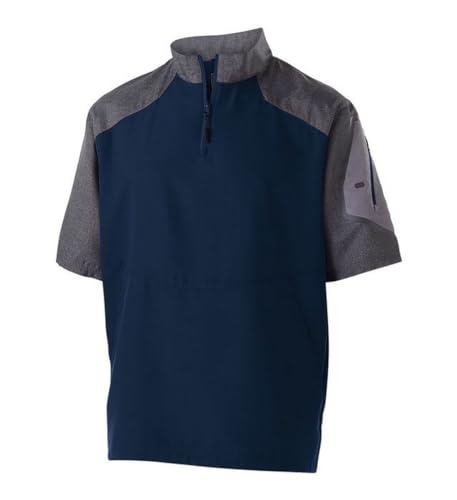Image of Holloway Unisex Ultra-Lightweight Aero-TecO Raider Short-Sleeve Warm-Up Pullover-Carbon PRT /Blck
