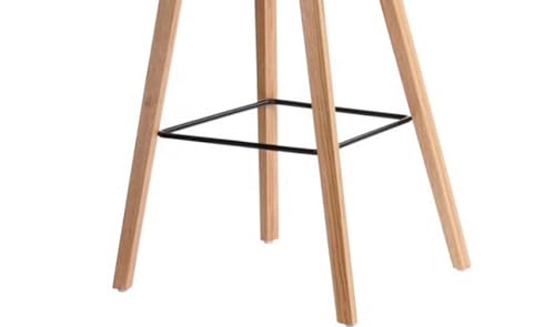 Image of Creative Red Bar Stool Chair | Plastic Seat | Wooden Finish Metal Legs | Powder Coated Metal Footrest | Modern High Stool for Kitchen, Cafe, Bar & Home Use | Qty 1