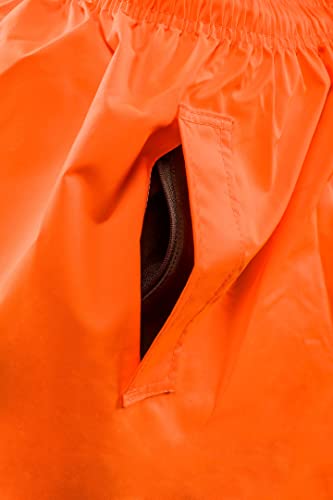 NEO TOOLS Warnschutz Regenhose EN ISO 20471 Warnschutzhose mit Reflektionsstreifen Warnhose orange Neon gelb Arbeitshose Sicherheitshose XXL orange