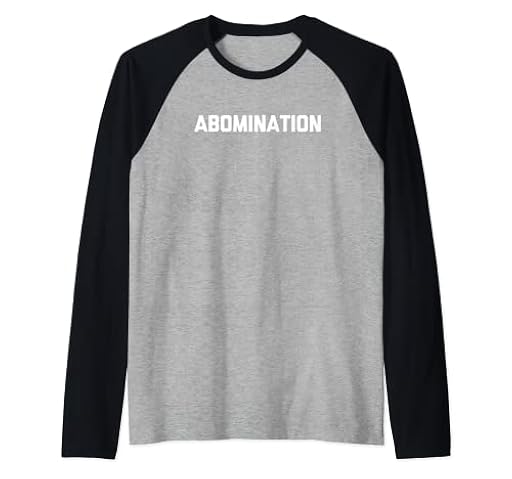 Abomination – Divertido dicho sarcástico humor lindo y genial novedad Camiseta Manga Raglan | Ya disponible en tu tienda friki favorita! En mundofriki.es! Abomination – Divertido dicho sarcástico humor lindo y genial novedad Camiseta Manga Raglan | Ya disponible en tu tienda friki favorita! En mundofriki.es!