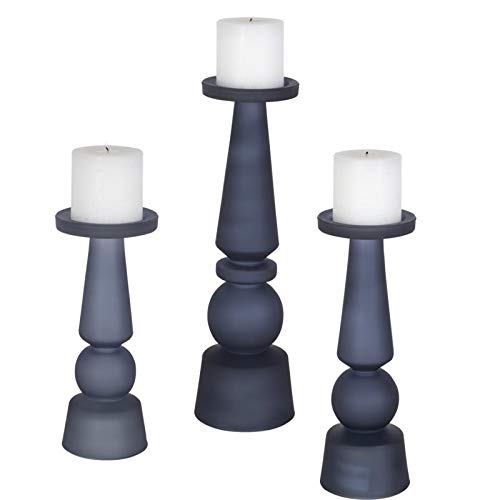 Cassiopeia Midnight Blue Pillar Candle Holders Set of 3