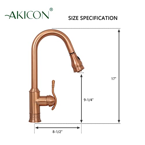 Single-Hole Pull-Down Sprayer Copper Kitchen Sink Faucet Single Handle - Including 5Years Warranty (Ak415) #TOP6