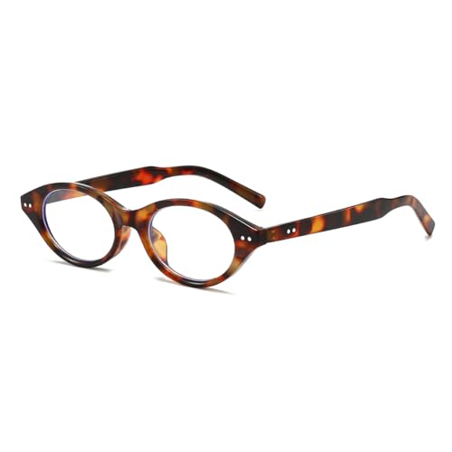 Image of Gleyemor Fashion Oval Blue Light Glasses for Women Men, Vintage Mens Clear Glasses Womens Computer Glasses (Tortoise)