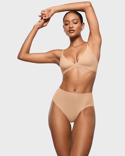 Image of INLYRIC Women's Inbarely Soft Full Briefs - Mid Waist Underwear Breathable Stretch Tagless Ladies Panties 3 Pack