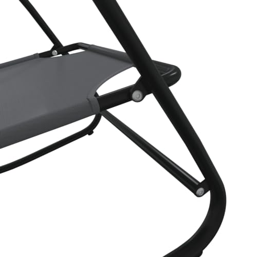 Chaise longue à bascule gris de jardin extérieur en acier résistant - 7