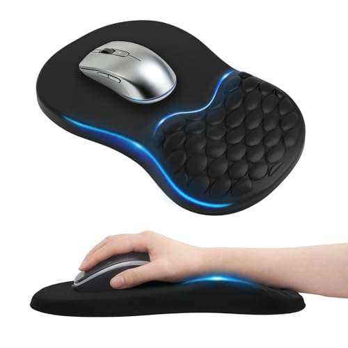 Ergonomisches Mauspad Mousepad mit Handauflage und Massage-Noppen Konkaves Design Schmerzen Lindern Gaming Mauspad MemorySchaum mit Rutschfester PU-Basis für Alle Maus PC Büro Gamer (300x200 mm)