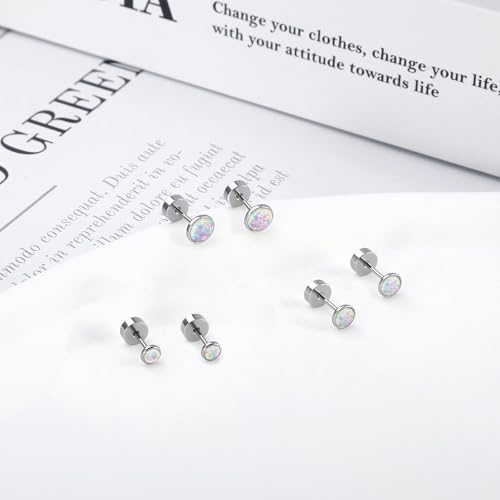 Planch Opal Stud Earring for Women Hypoallergenic Small Stud Earrings for Sensitive Ears Plated Stud4