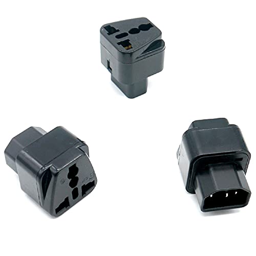 ALINNA UPS IEC C14 to Universal Female US EU UK AU C13 &1 (2in1) Adapter Power Plug/Socket(2 Pack)4