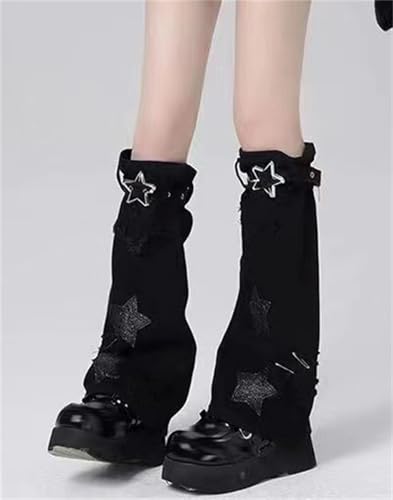 Image of HeiBai Xiong Punk Leg Warmers Women Hippie Gothic Y2k Harajuku Goth