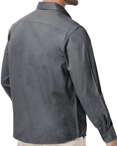 TUNEVUSE Mens Western Shirt Casual Long Sleeve Button Down Shirts Regular Fit Button Up Work Shirts with Two Pockets Cotton3