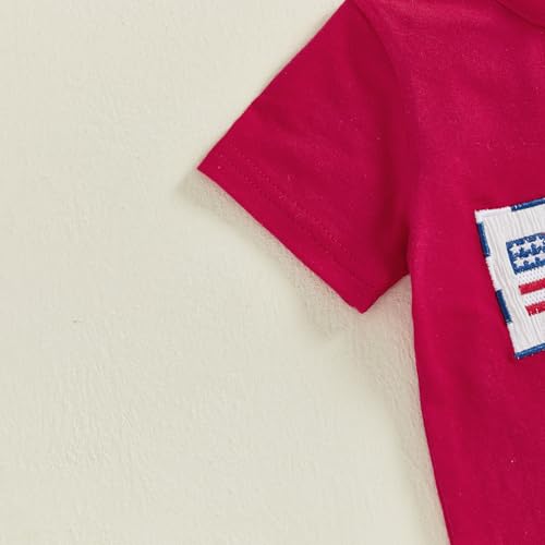 Image of 4th Of July Toddler Boy Outfit Popsicle American Flag T-Shirt and Gingham Plaid Shorts Set Independence Day Clothes