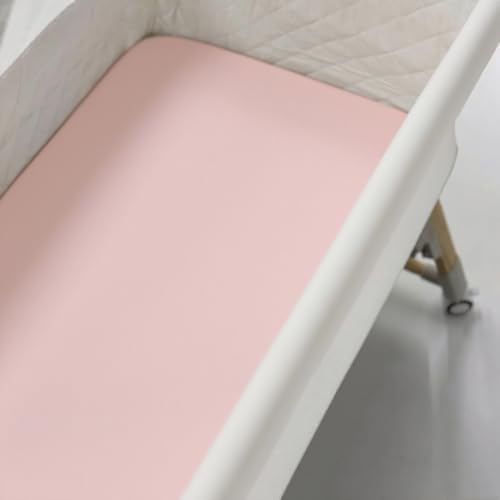 Image of TL Care 100% Natural Breathable Cotton Jersey Knit Fitted Bassinet Sheet, Pink, 15 inch x 33 inch, Soft Breathable, for Girls