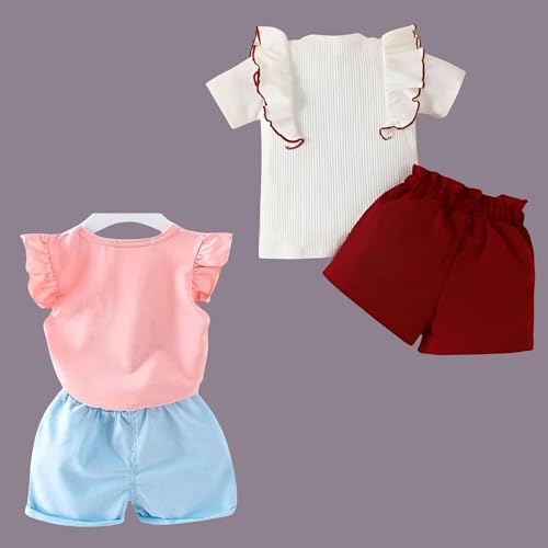 Image of 4YOU DRESSES Beautiful Cotton Blend Fabric Top and Shorts For Girls(Pack Of 2)