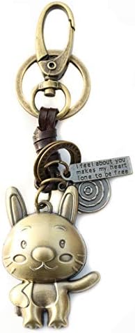 AuPra Funny Pig KeyRing Gift Idea Women Men Leather Home Vintage Animal Lovers KeyChain Mum Dad Novelty Friendship Charm Key Ring Present | Girl & Boy Cute Best Friend Mini Pendant