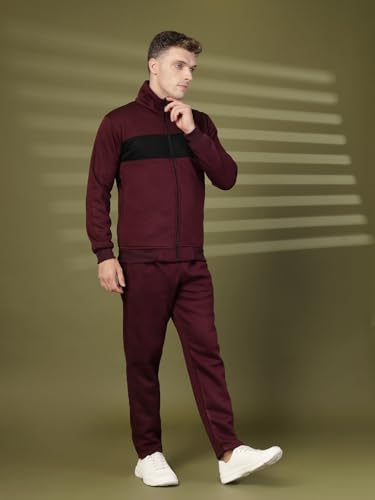Image of CHKOKKO Track Suit For Man High Neck Winter Tracksuit Men Full Zip Jacket With Elastic Waist Lower And Soft Sports Activewear Set For Gym Running And Casual Use
