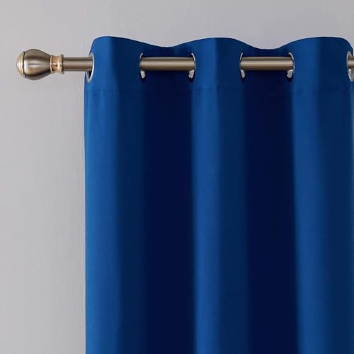 Image of 100% True Blackout Window Curtains 5 Feet, Set of 1 Panels | 300 GSM Heavy Room Darkening Polyester Cloth for Bedroom & Living Room | Thermal Insulated Heat & Noise Reducing (60x47 Inch, Blue) | 100% Room Darkening Thermal Insulated Heat & Noise Reducing Curtains 5 feet long