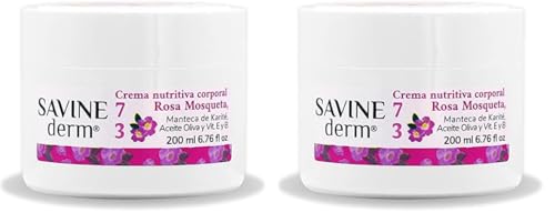 SAVINE DERM CREMA CORPORAL REGENERADORA ROSA MOSQUETA para Pieles Muy Secas/Previene Envejecimiento de la Piel/Cicatrización/Hidratación intensa/Rosa Mosqueta para Cicatrices y Estrías 200mL
