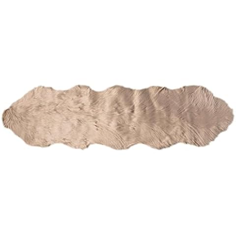 Luxe Gordon Faux Fur Rug with Soft and Fluffy Pile | Machine Washable Living Room Rug with Anti-Slip Backing | Cruelty-Free Area Rugs for Office or Bedroom, Taupe, 2 ft x 6 ft Cover