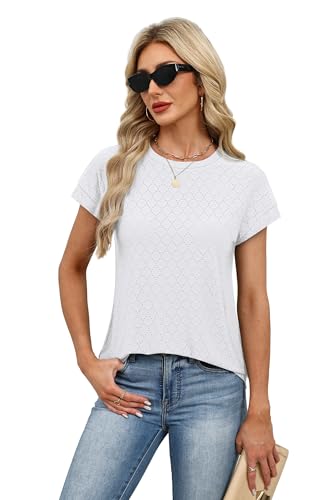 Image of Alaroo Womens Summer Tops Short Sleeve Shirts Crew Neck Tshirt Cute Trendy Tunic Blouses (S-3XL)