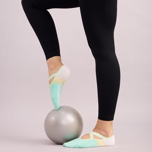 Image of Mint & Oak Pilates Socks with Grips for Women, Ankle Length Non-Slip Yoga Socks, Cotton Ideal For Yoga, Pilates, Gym, Workout, Cute Women's Gift