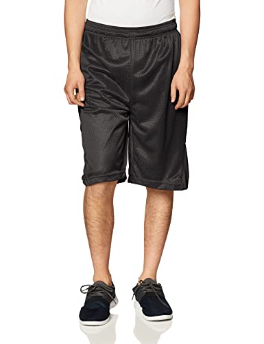Southpole Men's Big and Tall Basic Basketball Mesh Shorts, Black/Black, 4XB