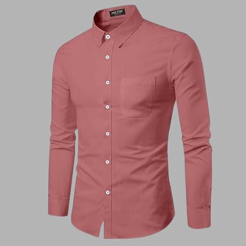 Image of MILDIN Men's Pure Cotton Striped Printed Shirt with Spread Collared Neck Full Sleeve Curved Hemline Button Closure and Regular Fit | Shirt for Man