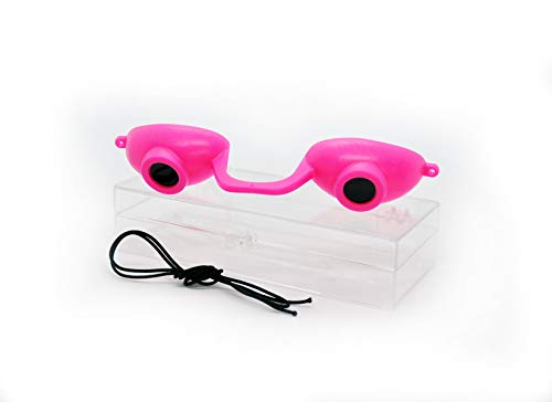 Super Sunnies Flex Flexible UV Eye Protection, FDA Compliant Individual Tanning Bed Goggles Eyeshields, Glasses, With a Clear Case/Box (Pink)