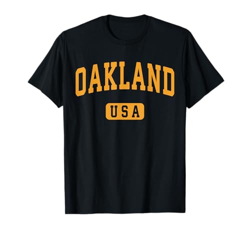 Oakland USA Classy Yellow Retro Text T-Shirt