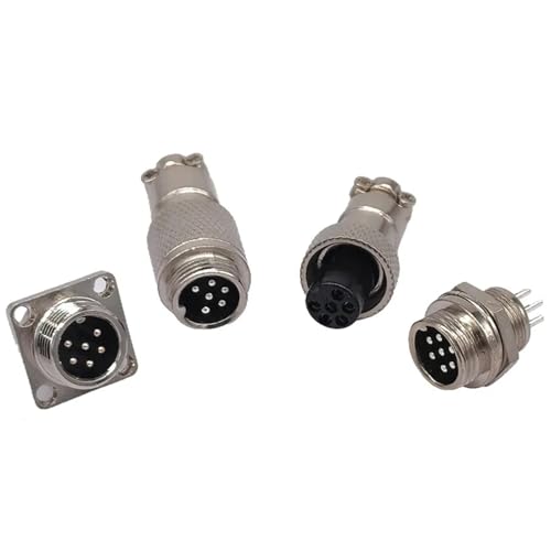 Connecteur GX12 anti-vibration à visser de 3 ou 5 broches pour panneau de machine