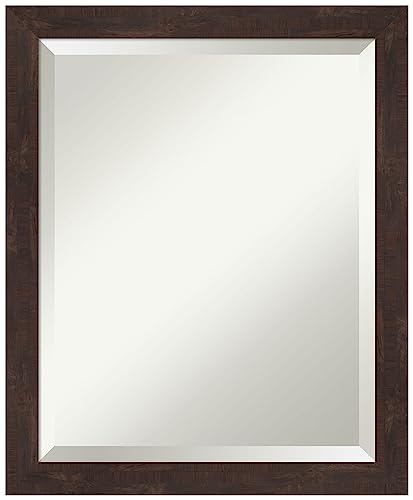 Amanti Art Brown Bathroom Mirror for Over Sink, 23x19 Vanity Wall Mirror