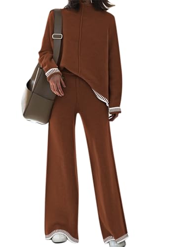 Fixmatti Women's Sweater Sets 2 Piece Outfits Knitted Pullover Jumper