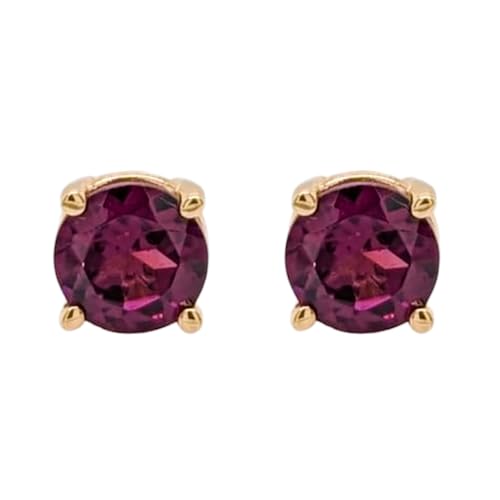 Puces d'oreilles en rhodolite naturelle rare et argent plaqué or pour femme