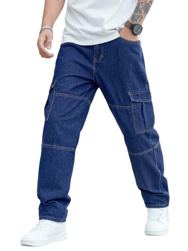 Image of Men Loose Fit Men's Flip Pocket Cargo || Mens Stylish Cotton Loose Fit Denim Jeans || Multi-Pocket Styling || Perfect for Casual Fashion || Comfortable Classic Men's Outerwear (MDJ-3)