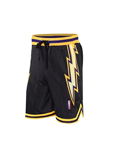 Diotsr Mens Athletic Basketball Shorts, Mesh Casual Workout Running Graphic Shorts With Pockets (Yellow Lightning-Black,Large) #TOP2