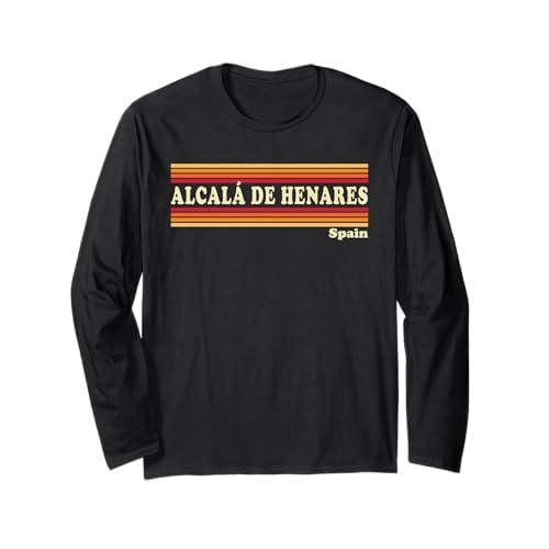 Vintage 80s Alcalá de Henares España Retro Gráfico Manga Larga