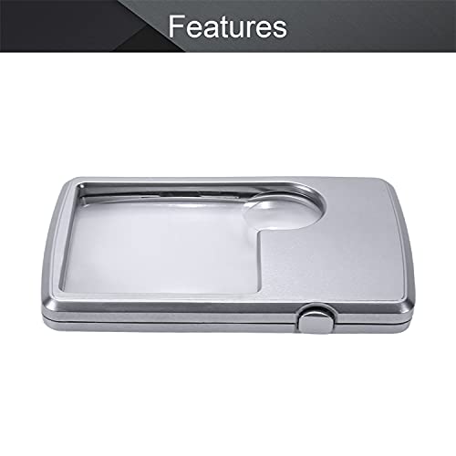 Image of Othmro 1Pcs 4B-3 Silver Tone Square Double Mglass LED Illuminated Magnifying Glass Magnifier 3X /6X